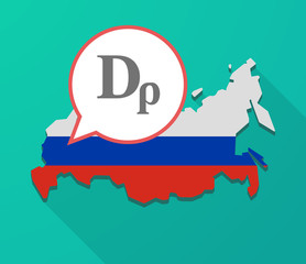 Long shadow Russia map with a drachma currency sign