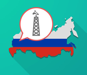 Long shadow Russia map with an oil tower