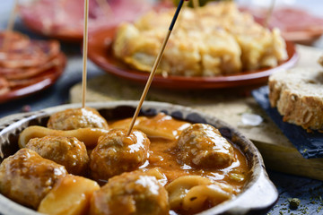 assortment of spanish cold meats and tapas