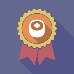 Long shadow badge with a piece of sushi