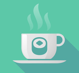 Long shadow mug with a piece of sushi