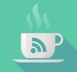 Long shadow mug with an RSS sign