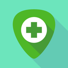 Obraz premium Long shadow guitar pick with a round pharmacy sign