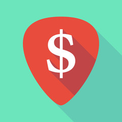 Long shadow guitar pick with a dollar sign