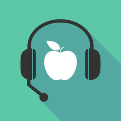 Long shadow headphones with an apple
