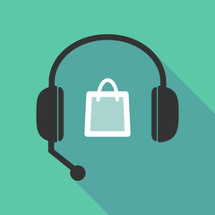 Long shadow headphones with a shopping bag