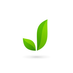 Letter J eco leaves logo icon design template elements