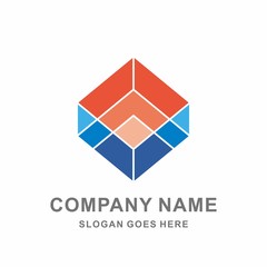 3D Geometric Square Hexagon Cube Space Box Architecture Interior Business Company Stock Vector Logo Design Template
