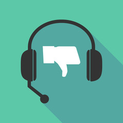 Long shadow headphones with a thumb down hand