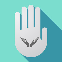 Long shadow hand with  two hands offering