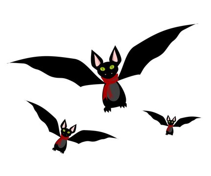 Bats set icon. Vector illustration.