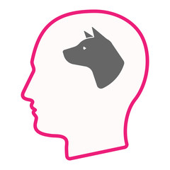 Isolated male head with  a dog head