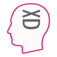 Isolated male head with   a laughing text face