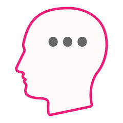 Isolated male head with  an ellipsis orthographic sign