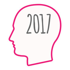 Isolated male head with  a 2017 year  number icon
