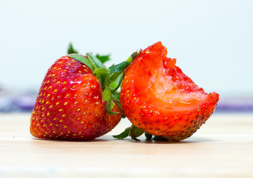stawberry on wood background