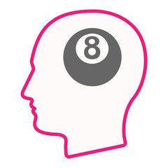 Isolated male head with  a pool ball