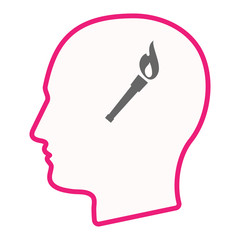 Isolated male head with  a torch icon