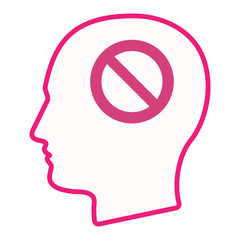 Isolated male head with  a forbidden sign