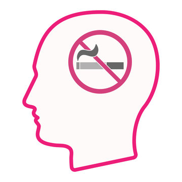 recommend clip art: Isolated male head with  a no smoking sign
