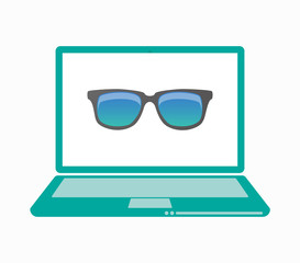 Isolated laptop with  a sunglasses icon