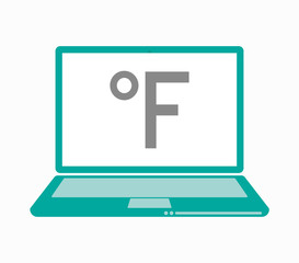 Isolated laptop with  a farenheith degrees sign