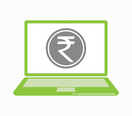 Isolated laptop with  a rupee coin icon
