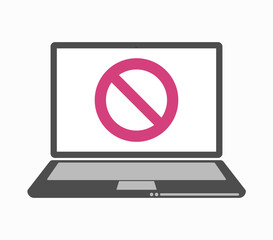 Fototapeta premium Isolated laptop with a forbidden sign