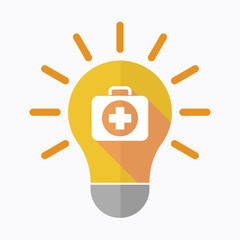 Isolated light bulb with  a first aid kit icon