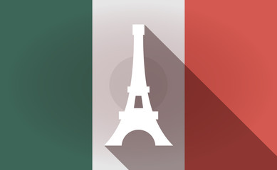Long shadow Mexico flag with   the Eiffel tower