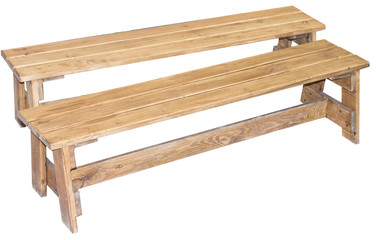 wooden bench on white