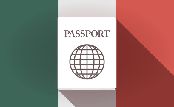 Long shadow Mexico flag with  a passport