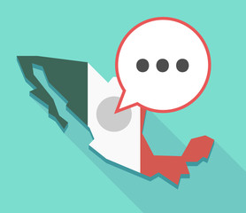 Long shadow Mexico map with  an ellipsis orthographic sign