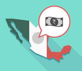 Long shadow Mexico map with  a rupee bank note icon