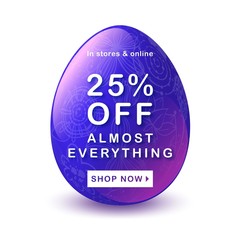 Easter sale background with 3D egg. Vector illustration