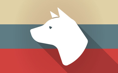 Long shadow Russia map with  a dog head