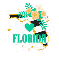 Florida State Map Creative Vector Typography Lettering Compositi