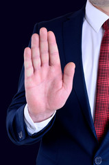 business man show stop