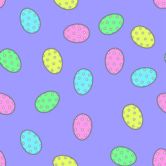 Easter eggs decorative elements in vector for coloring book. Colorful decorative seamless pattern