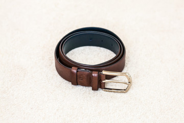 Brown wedding leather men's belt. Groom accessories.