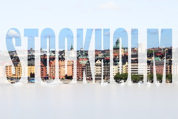 Stockholm postcard - text silhouette