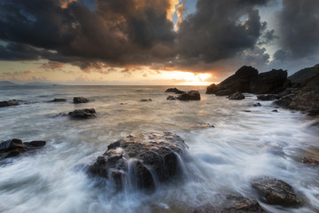 Beautiful lights appeared as the sun rise in the morning.
