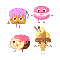 Sweets. Collections of Different Buns and Ice