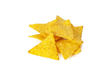 corn nachos on white background