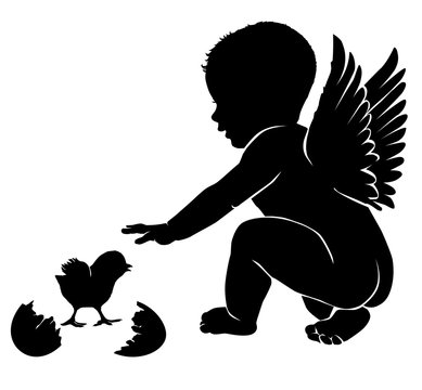 Angel baby with wings Easter chick