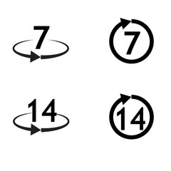 Return of goods within 7 or 14 .days sign icon. Warranty exchange symbol.