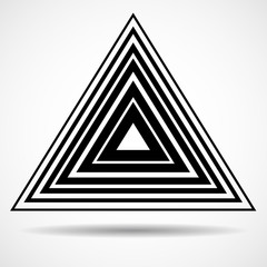 Abstract technology triangle with lines, geometric logo, vector