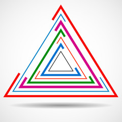 Abstract technology triangle with lines, geometric logo, vector