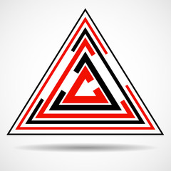 Abstract technology triangle with lines, geometric logo, vector