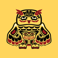 North american native art, owl